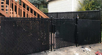 Chain Link - Black (w/ Black Slats) fence installation in New Jersey | Fence Pro by Bruno