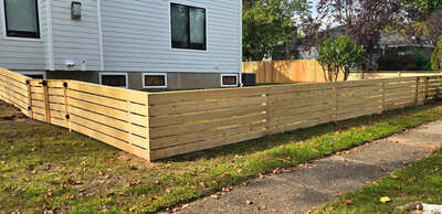 Horizontal Cedar with Cap Boards fence installation in New Jersey | Fence Pro by Bruno