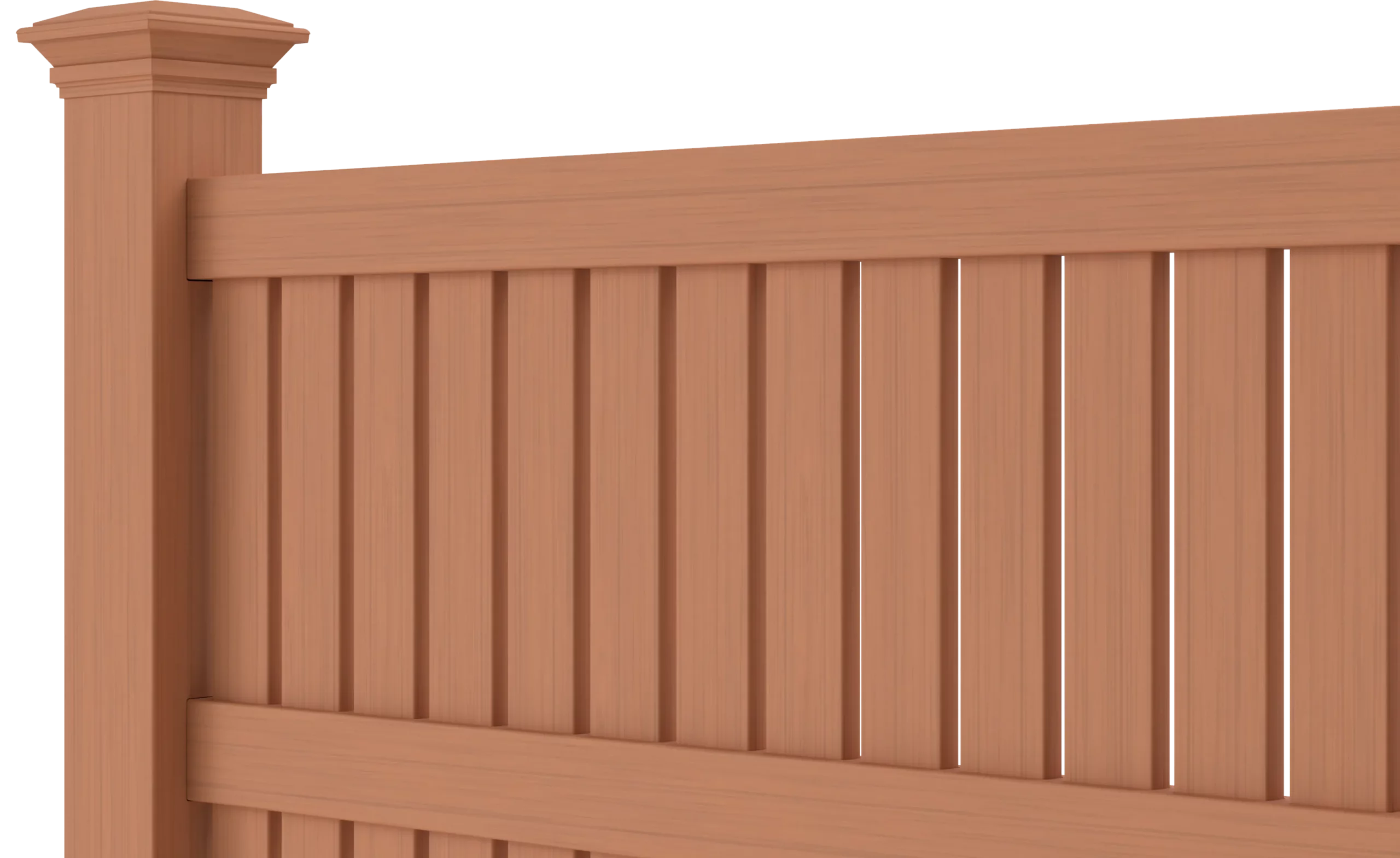 Catalyst Folly 3-inch gap semi-private vinyl fence in Arctic Blend