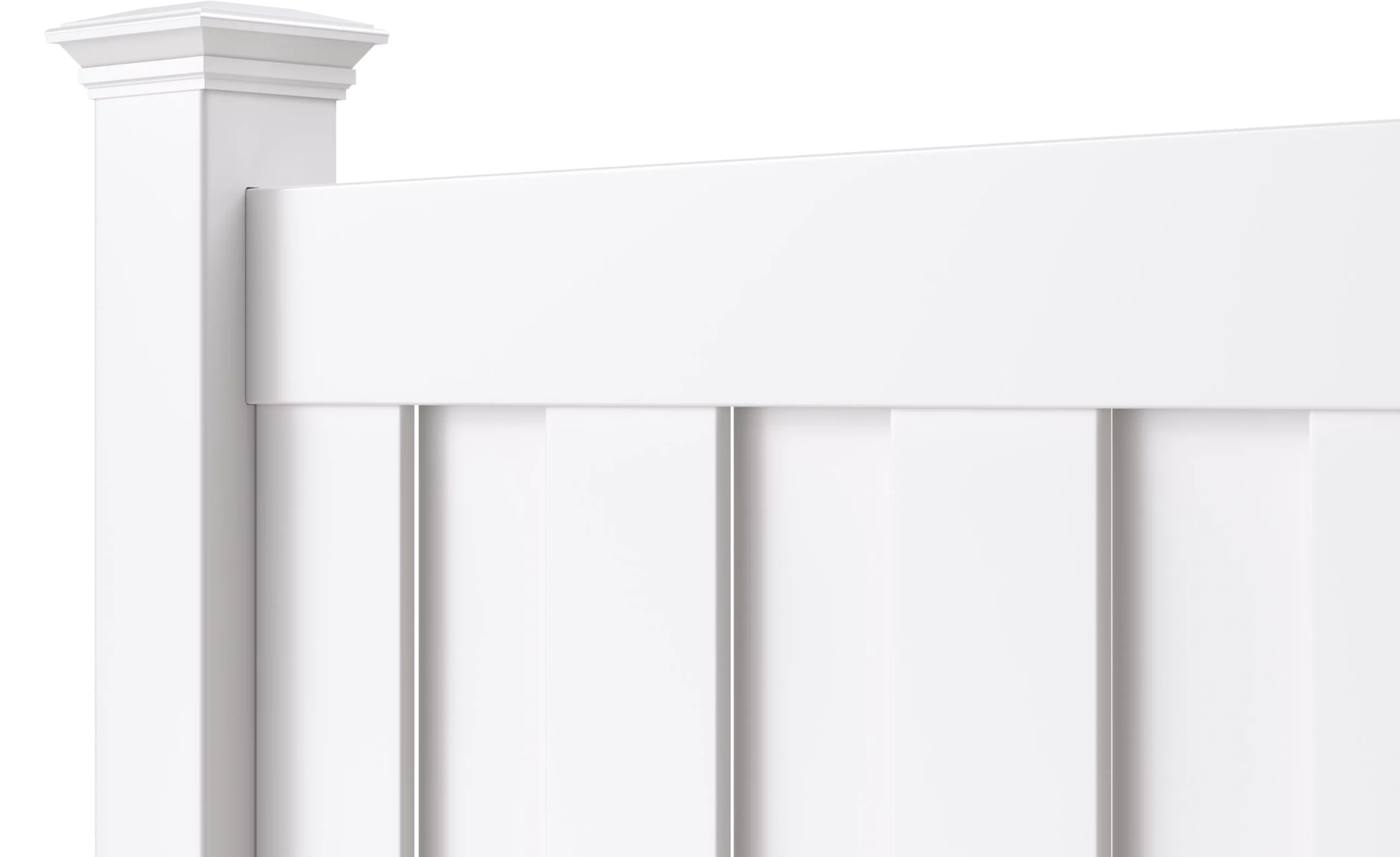 Catalyst Montauk board-on-board shadowbox vinyl fence in white