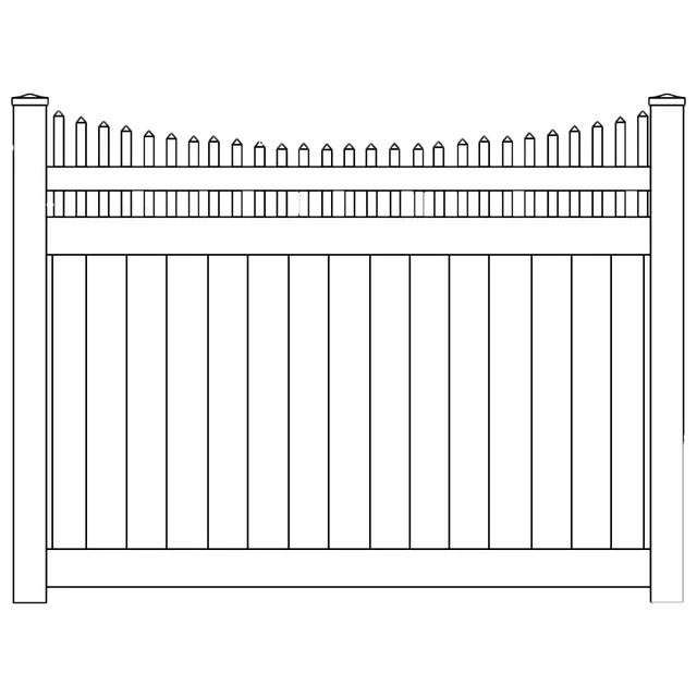 Solid vinyl privacy fence along a property line