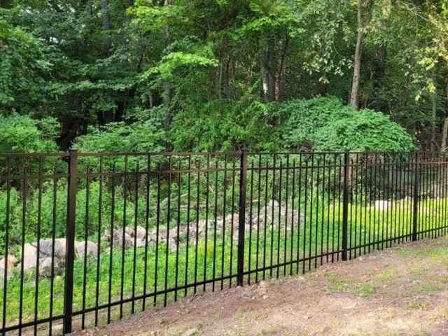 Black aluminum spear-top fence install in northern New Jersey
